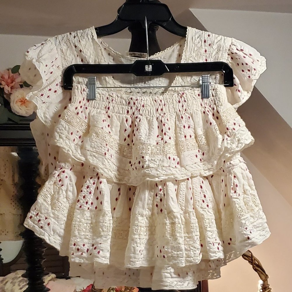 LoveShackFancy Ruffle Mini Skirt and Top Set